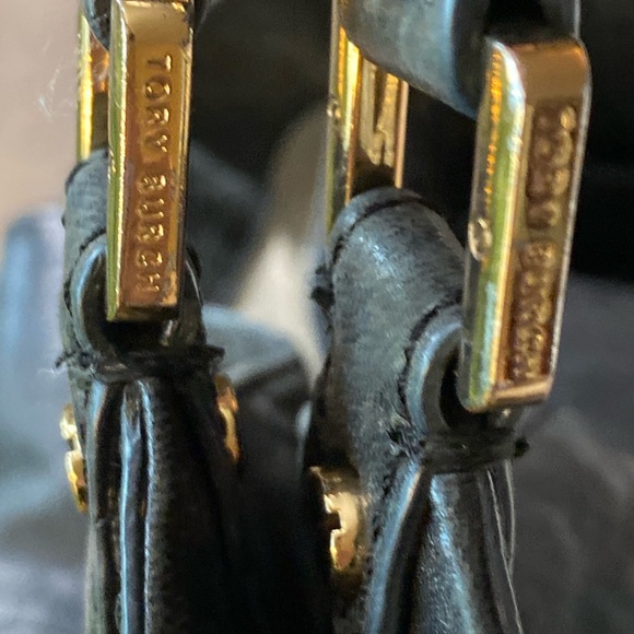 Tory Burch Black Leather Shoulder Bag with Gold Accents - Picture 7 of 7